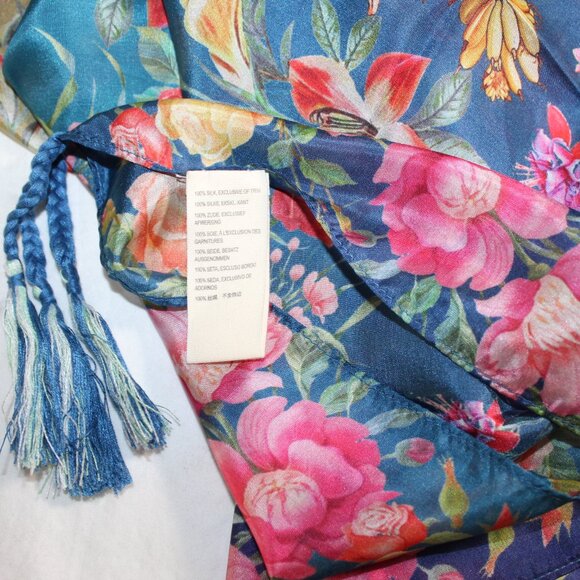 NWT Johnny Was Biya JWLA 3J Workshop Neutra Silk Scarf Wrap Shawl Tassels… - Picture 4 of 7